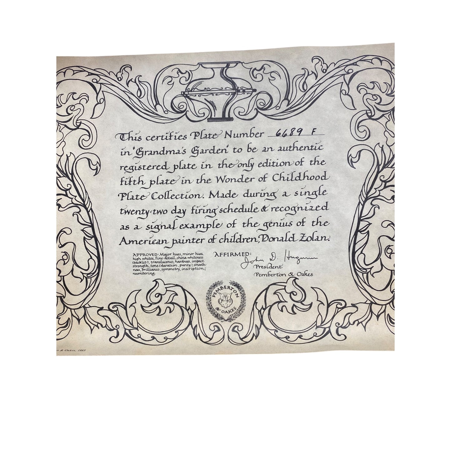 Donald Zolan Grandmas Garden Decorative Plate 1986 Wonder Of Childhood Collection