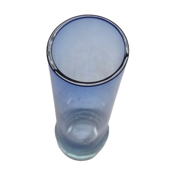 Blue Glass Cylinder Bud Vase 7" Tall Gradient Color