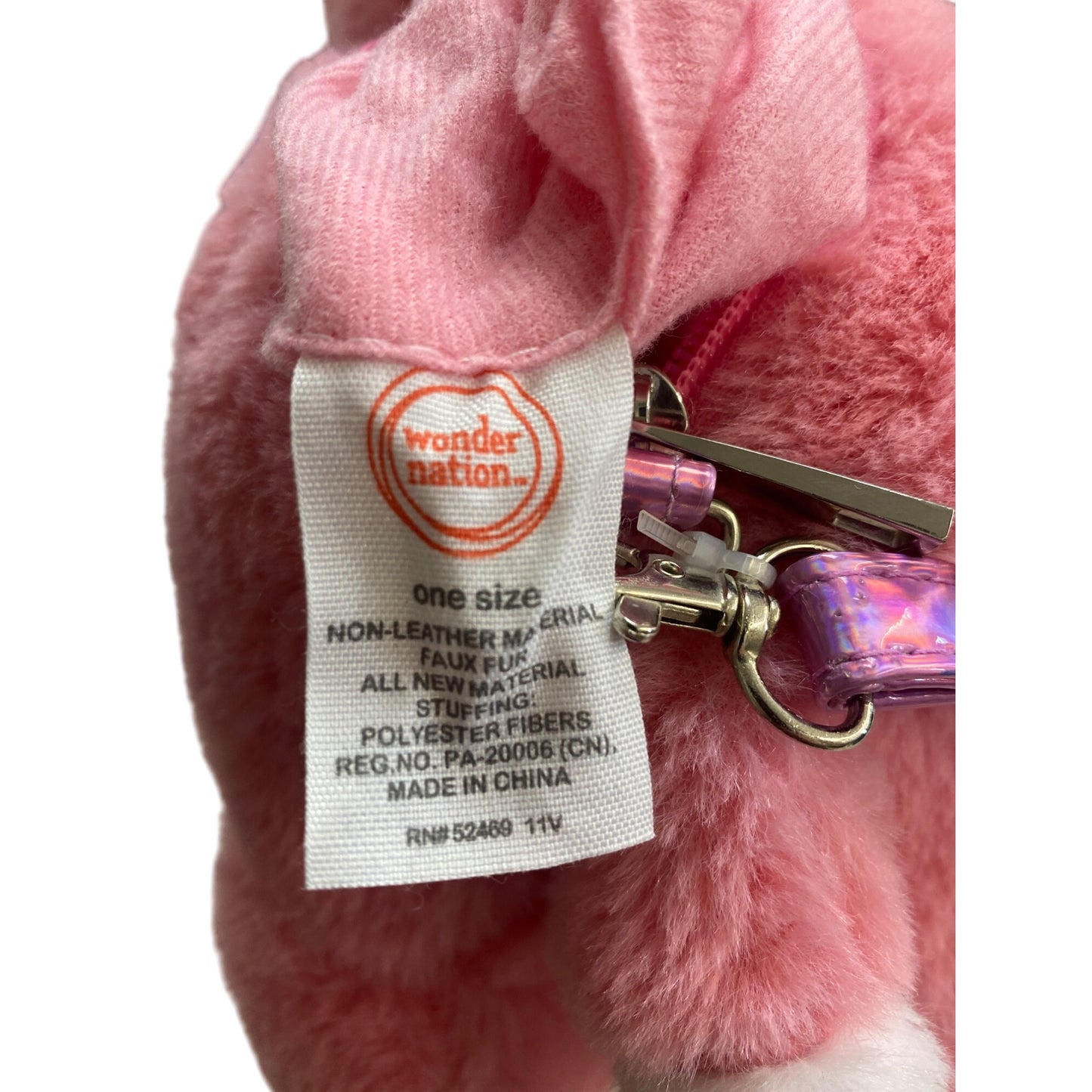 Pink Fox Plush Backpack With Glitter Bow & Adjustable Straps For Kids