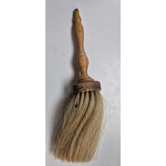 Antique Horsehair Barber Duster Neck Brush Shaving No 3 Wood Handle Grooming