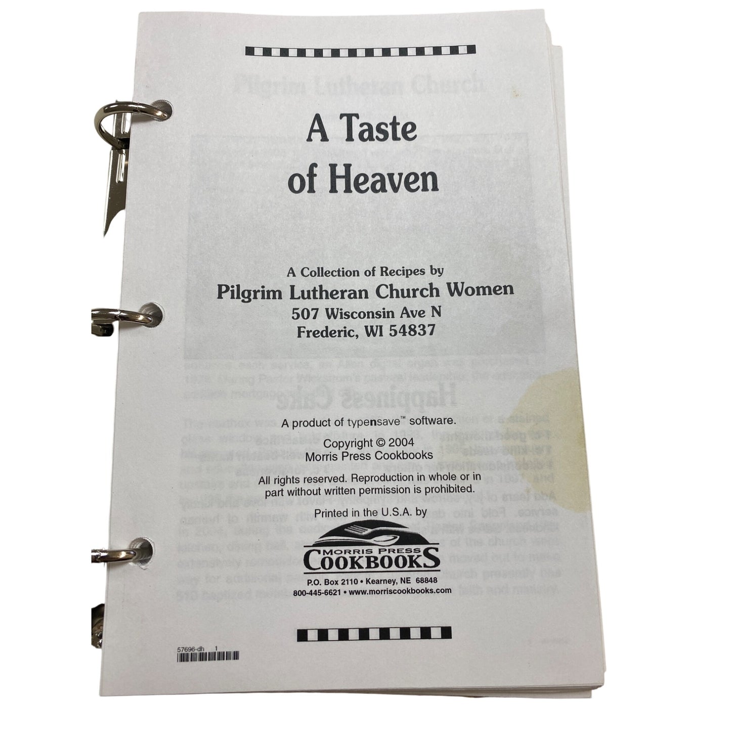 "A Taste Of Heaven" Cookbook By Morris Press Cookbooks