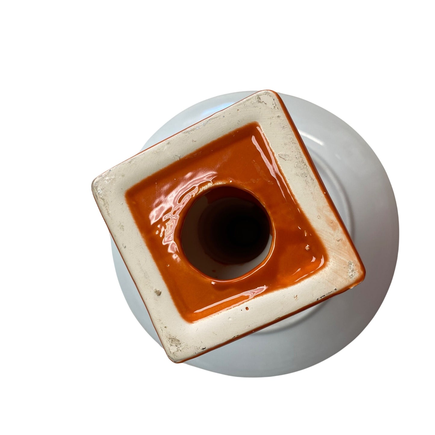 Ceramic Orange & White Pedestal Cake Stand 10.5" Diameter