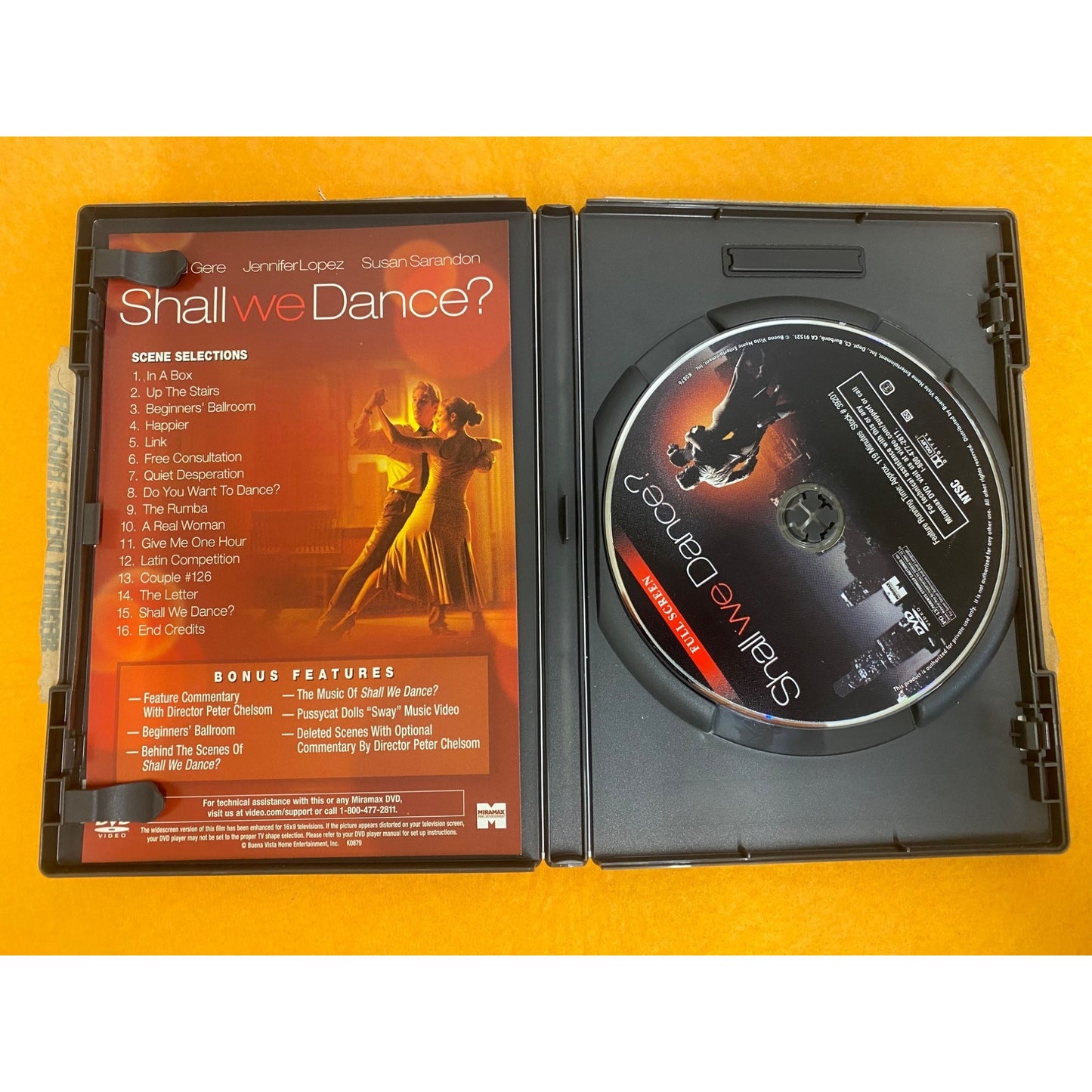 "Shall We Dance?" DVD Jennifer Lopez Richard Gere Susan Sarandon Romantic Comedy Movie Full Screen Edition