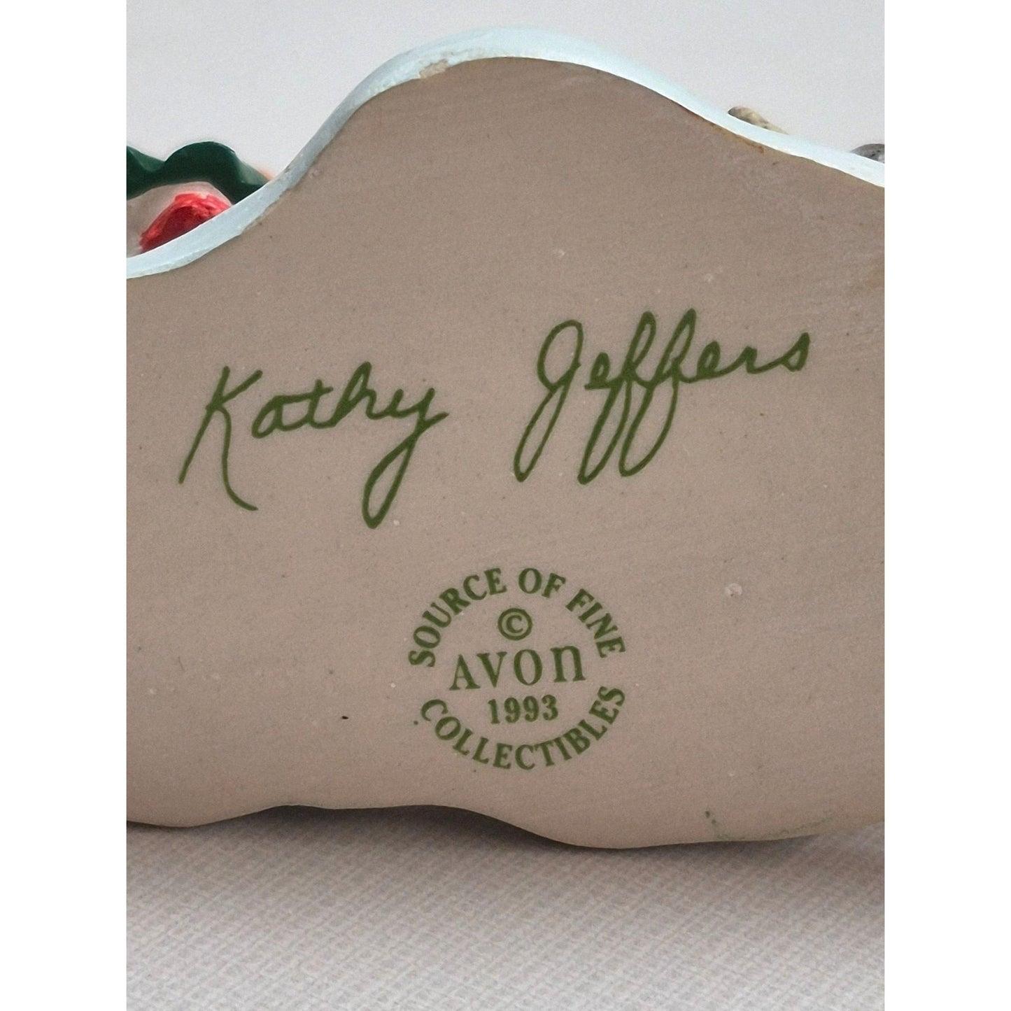 Avon 1993 Kathy Jeffers Christmas Figurine With Deer & Mice On Snow Base