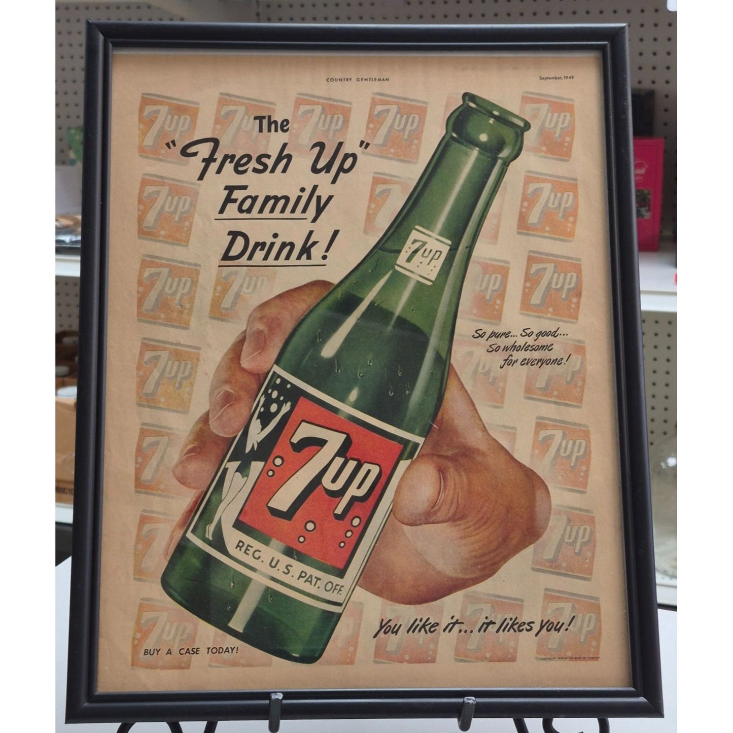 Vintage 1949 7Up Ad Framed Advertisement
