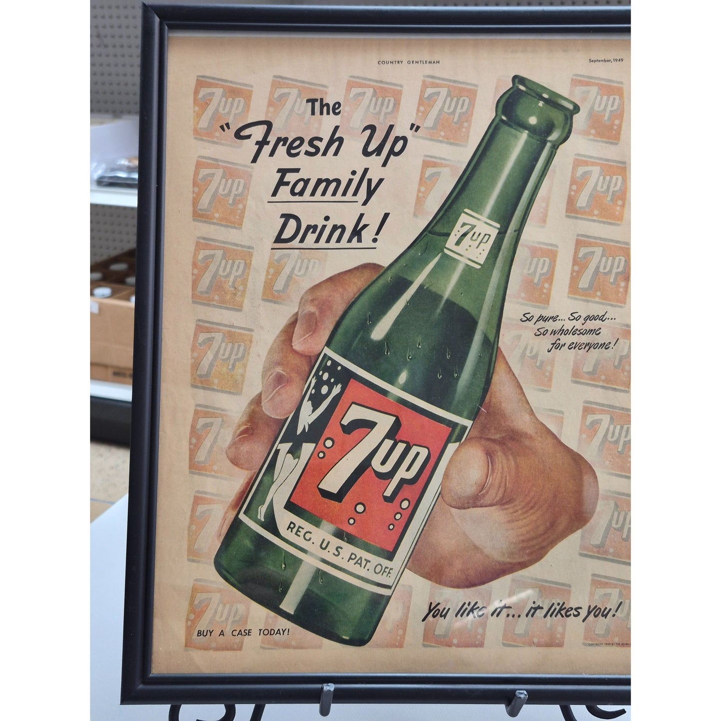 Vintage 1949 7Up Ad Framed Advertisement