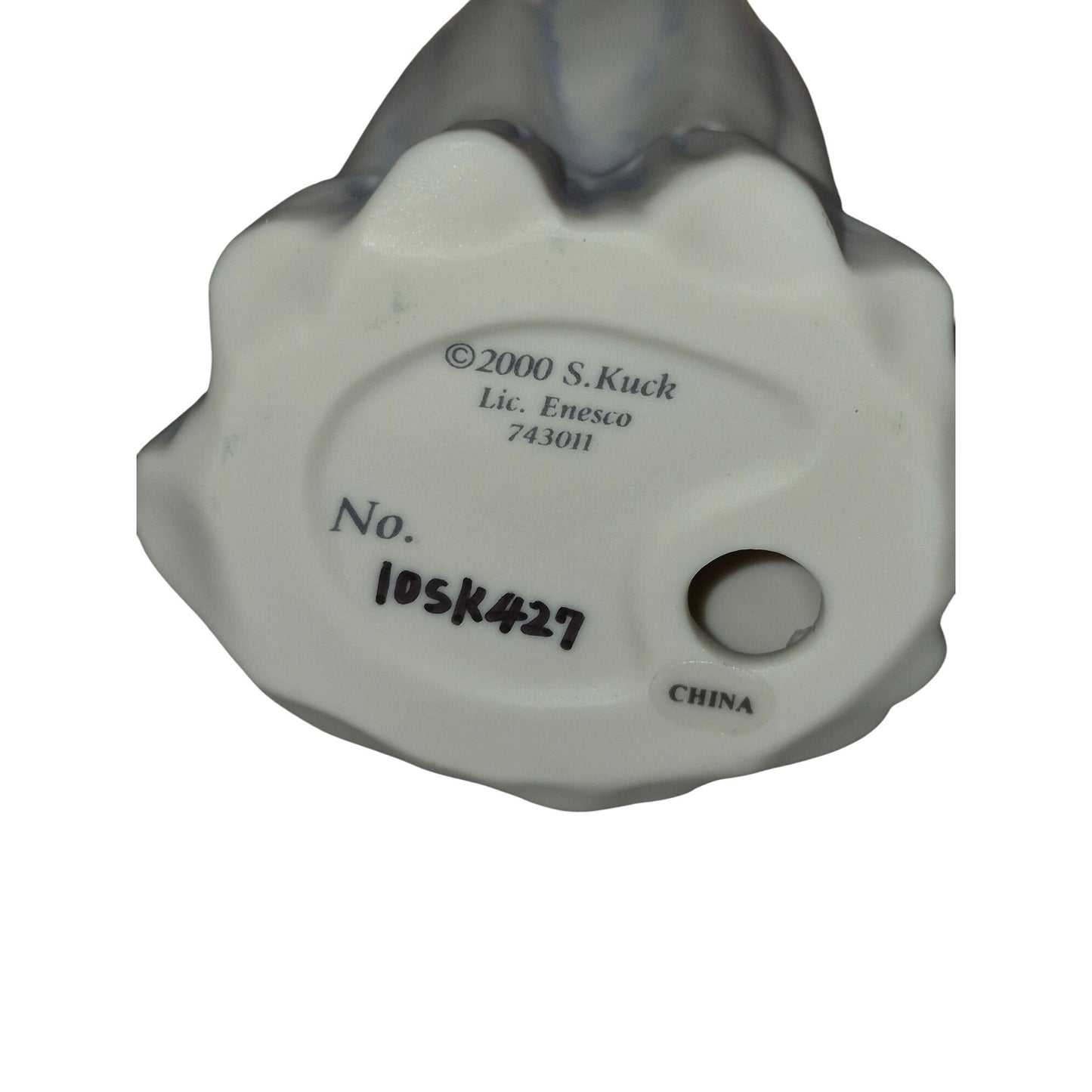 Enesco S. Kuck 2000 Angel Figurine With Silver Wings & Fruit Basket