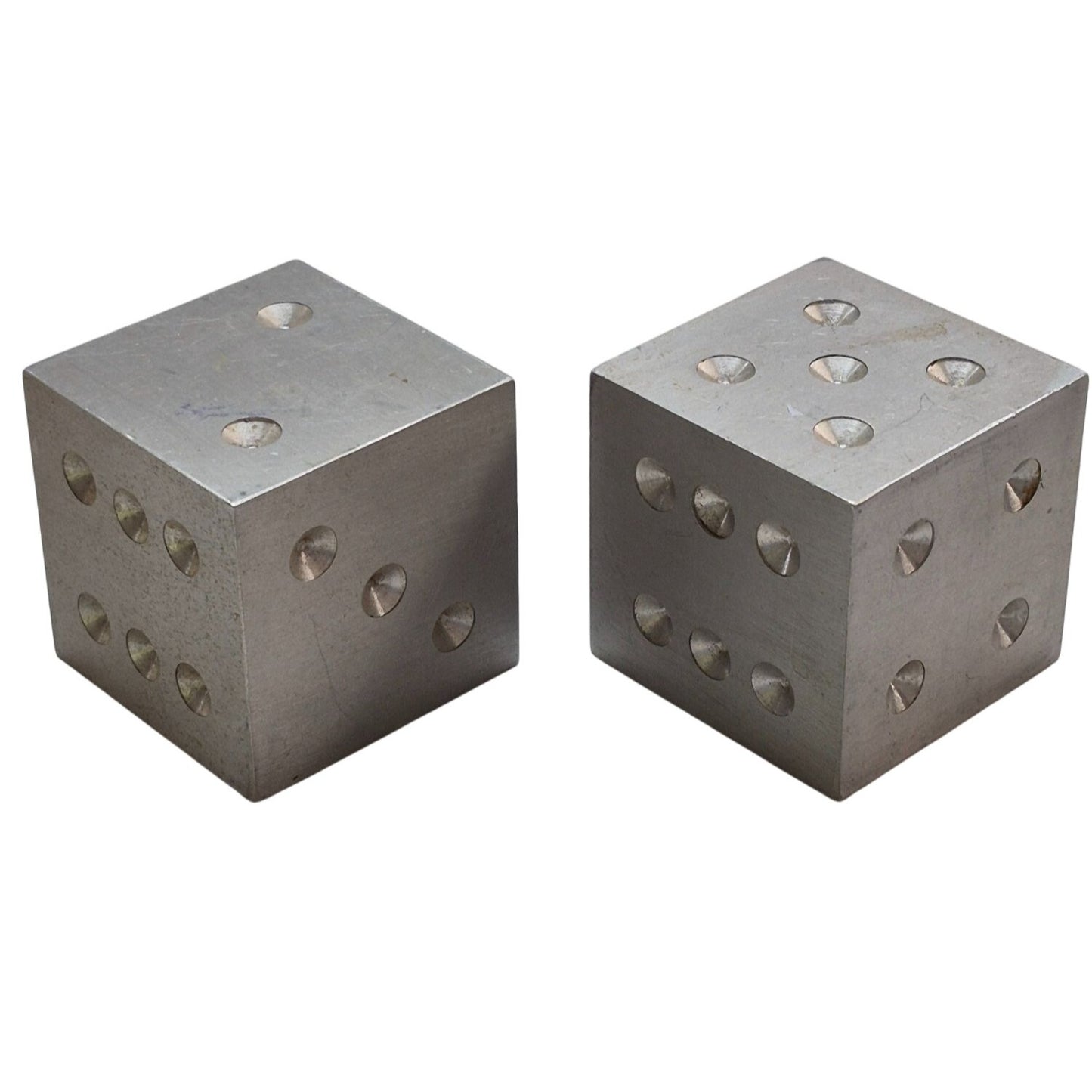 Vintage Large Aluminum Dice Pair 2"