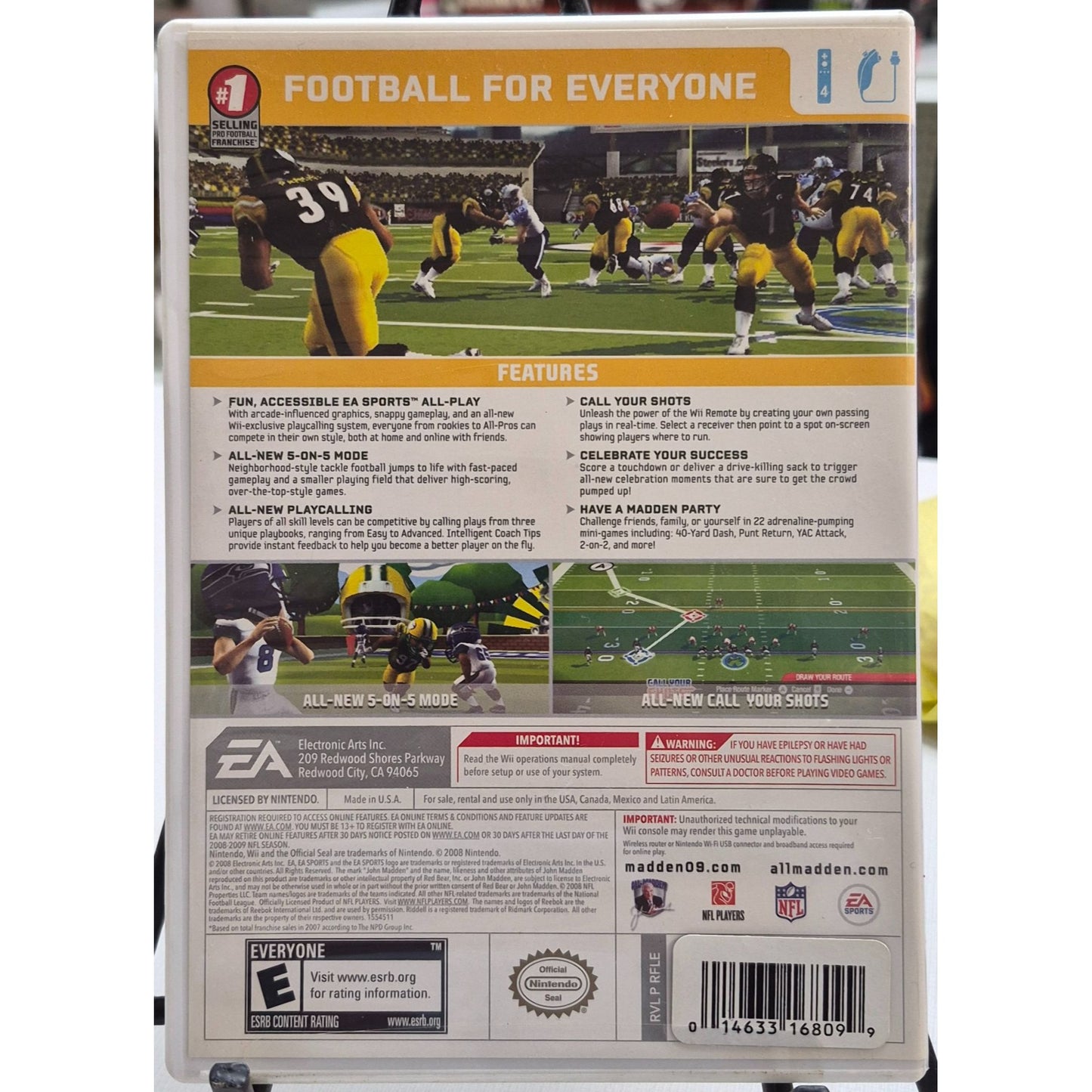 Madden NFL 09 All-Play Wii Game Complete With Manual