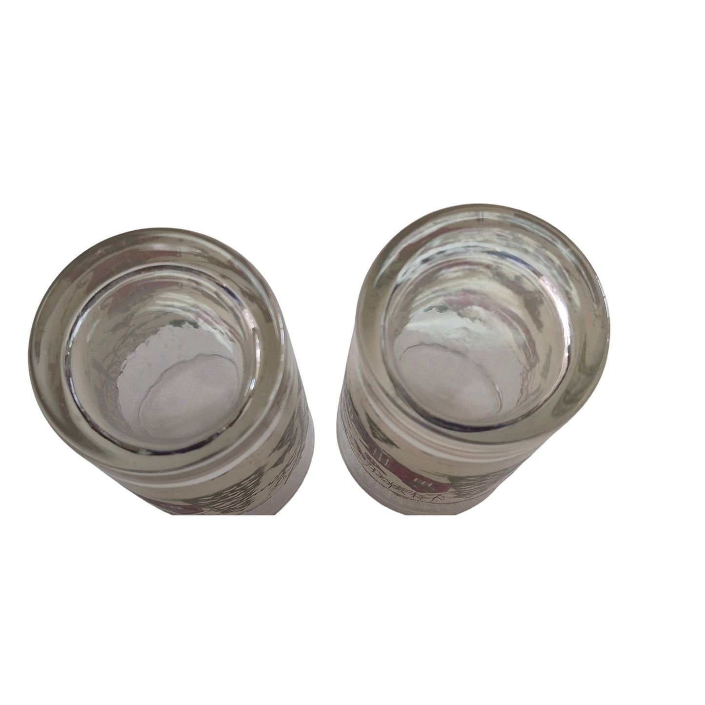 Vintage Winter Farm Village Scene Drinking Glass Tumblers Set 2