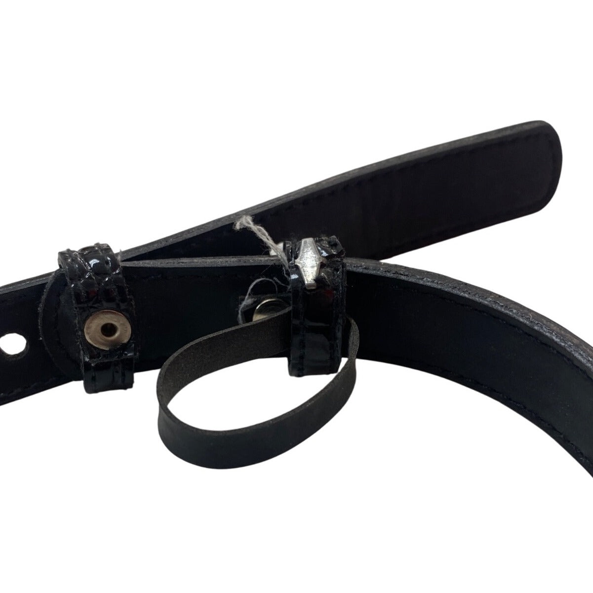 Black Faux Leather Belt With Silver Buckles