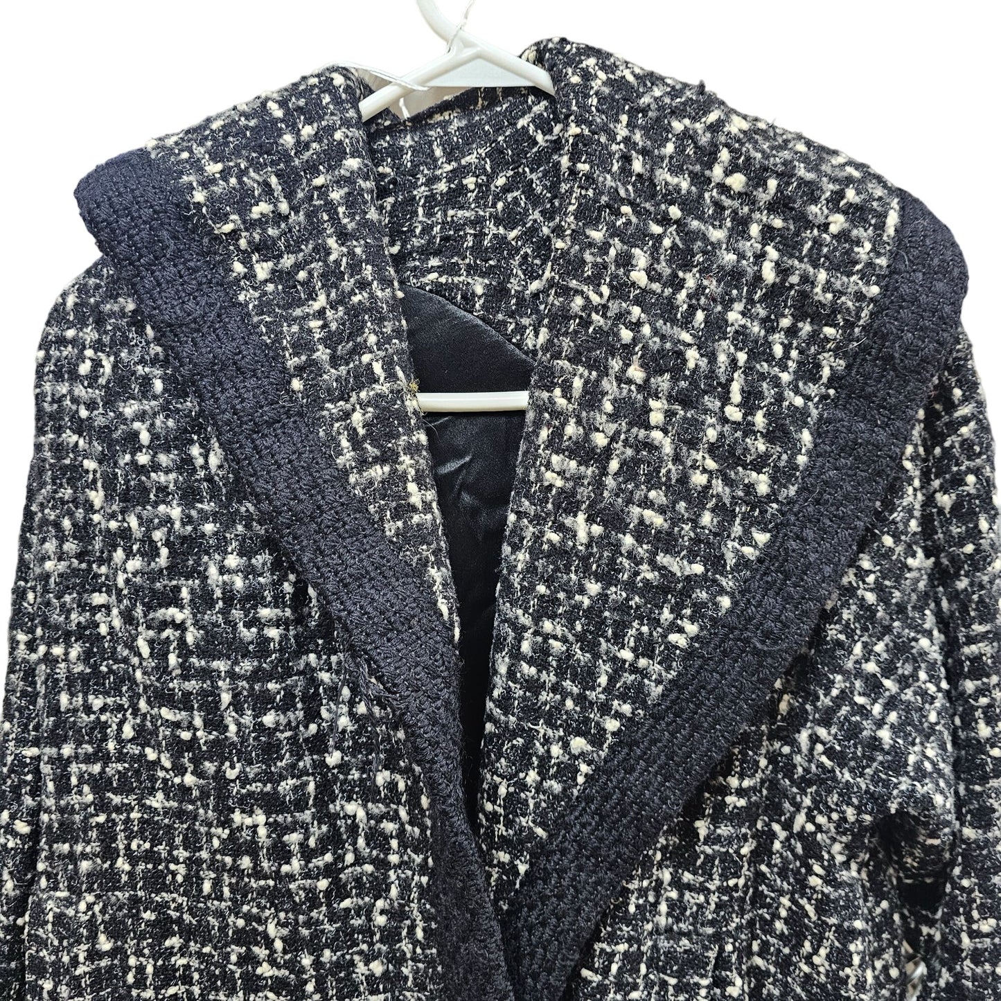 Joseph Stein Original Womens Tweed Coat With Knit Collar Small / Med