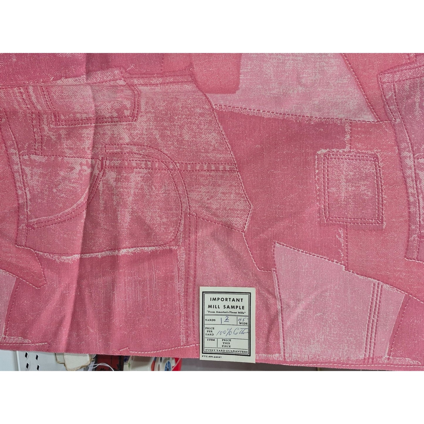 Vintage Pink Denim Patchwork Fabric Sample