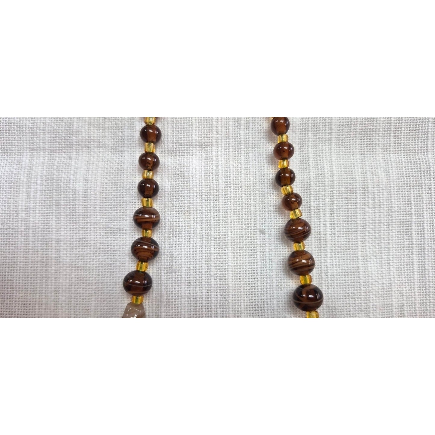 Beaded Necklace Brown & Cream Agate-Like