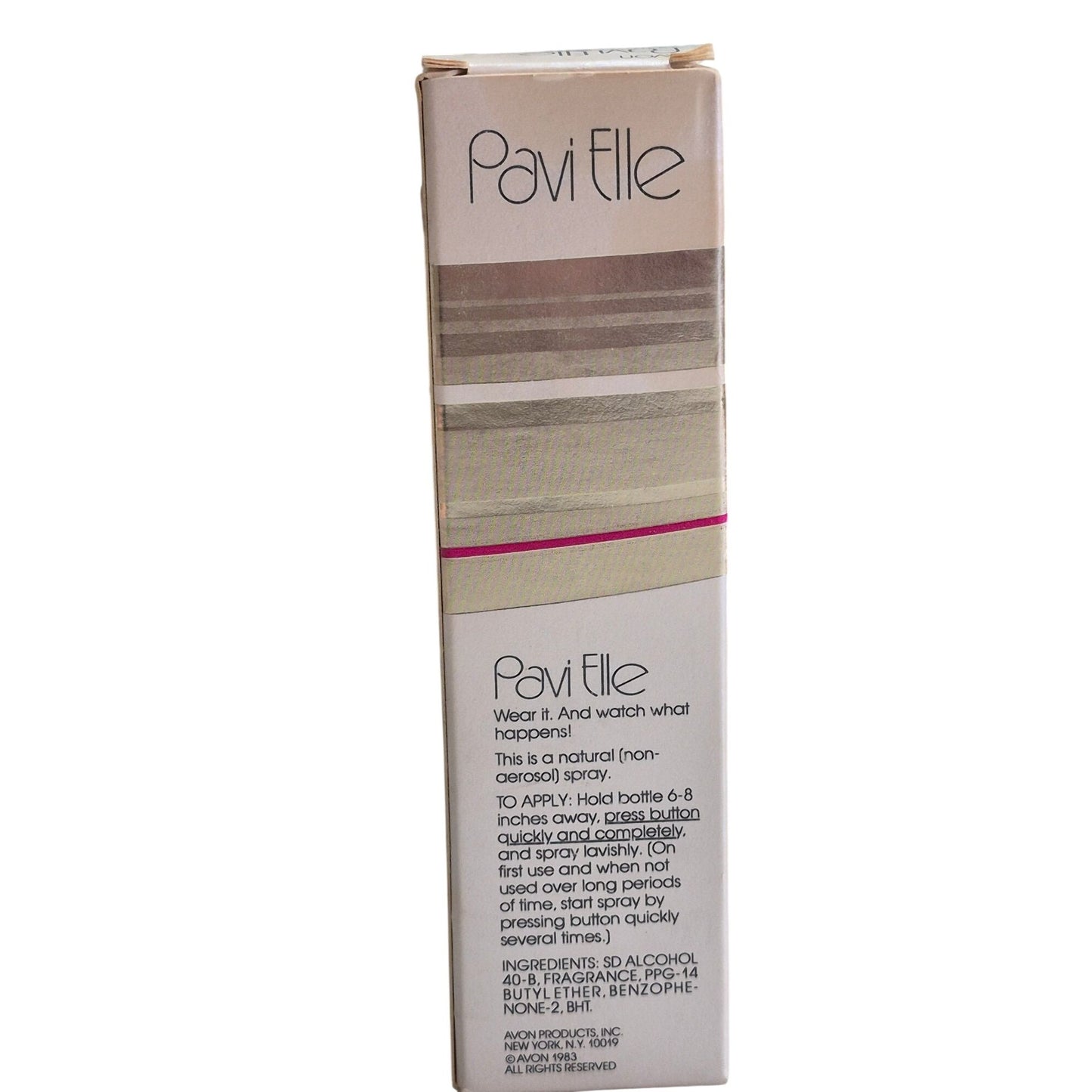 Pavi Elle Ultra Cologne Spray 1.8 Fl Oz by Avon Vintage Glass Bottle Box NOS