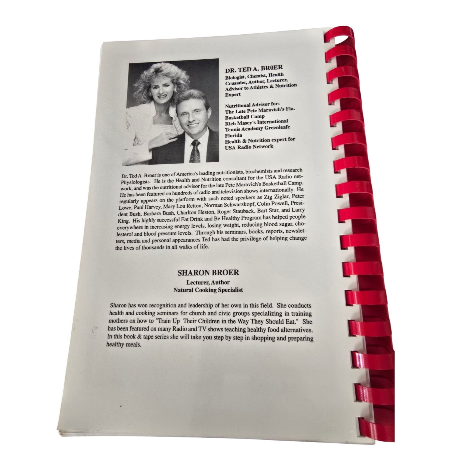 Eat Drink & Be Healthy! On The Super Natural Plan Spiral-Bound Cookbook By Ted & Sharon Broer 1991 First Edition