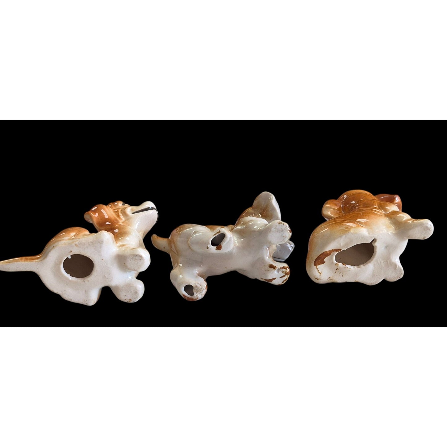 Vintage Ceramic Dog Figurines Basset Hound Beagle Puppies Lot 3