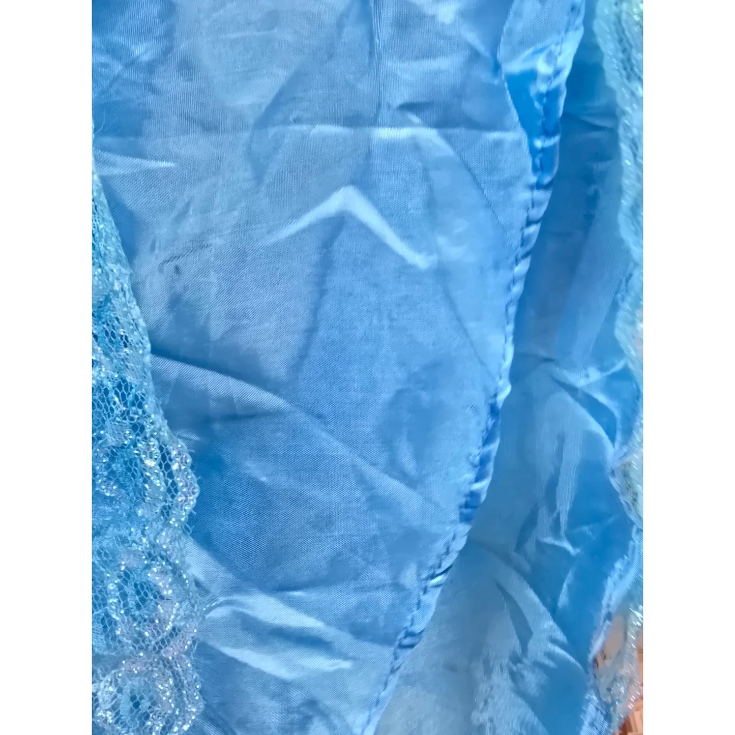 Handmade 25" Blue Embellished Doll Ball Gown Dress Sequins & Lace Overlay