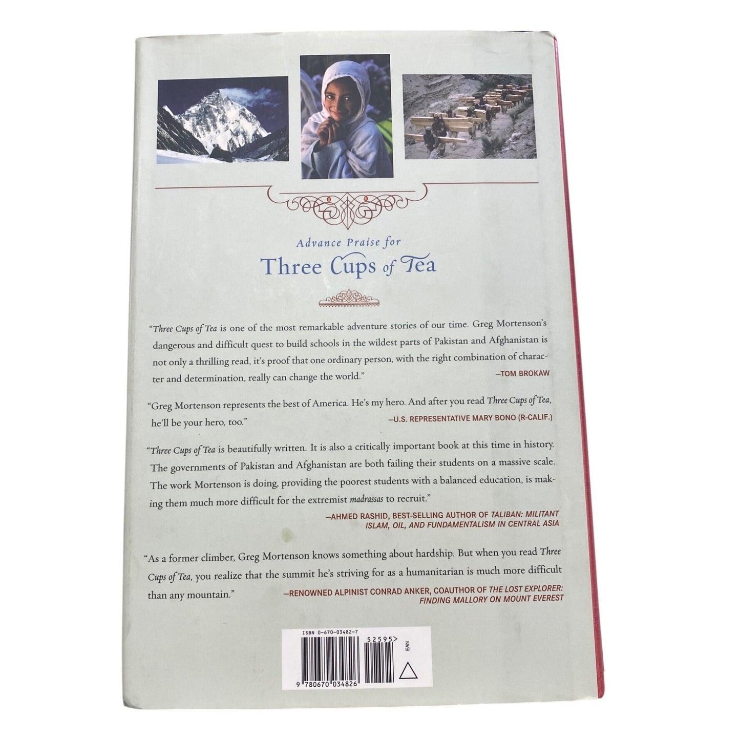 "Three Cups Of Tea" Hardcover By Greg Mortenson & David Oliver Relin