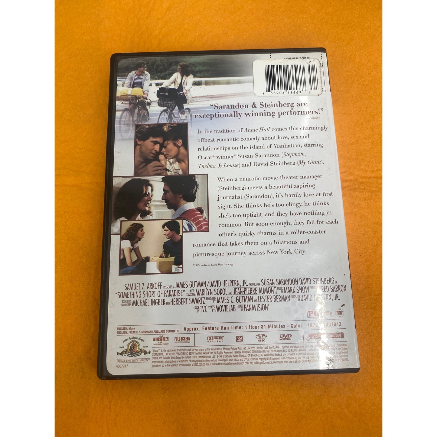 Something Short Of Paradise DVD Susan Sarandon David Steinberg Romance Comedy