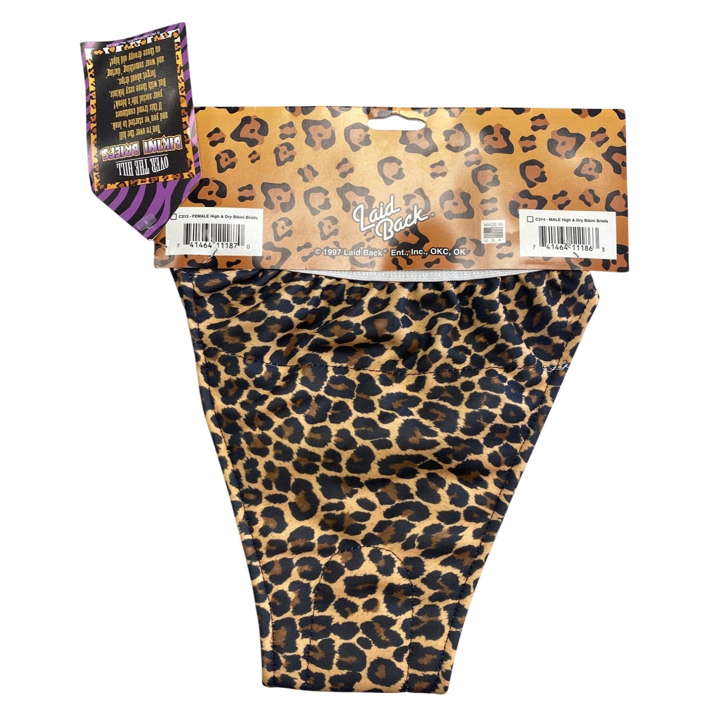 High & Dry Over The Hill Bikini Briefs Leopard Print Gag Gift Womens One Size Fit Novelty Lingerie