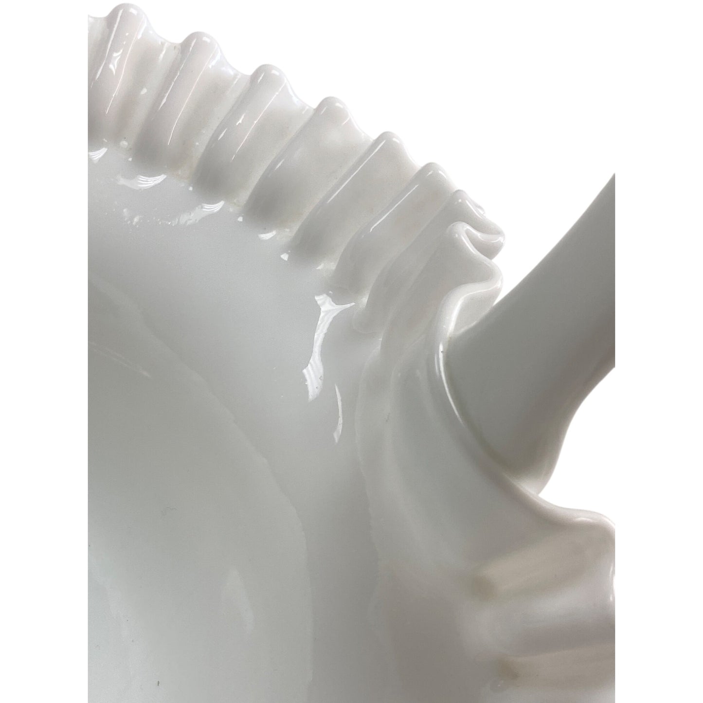 Fenton Hobnail Milk Glass Basket With Ruffled Edge