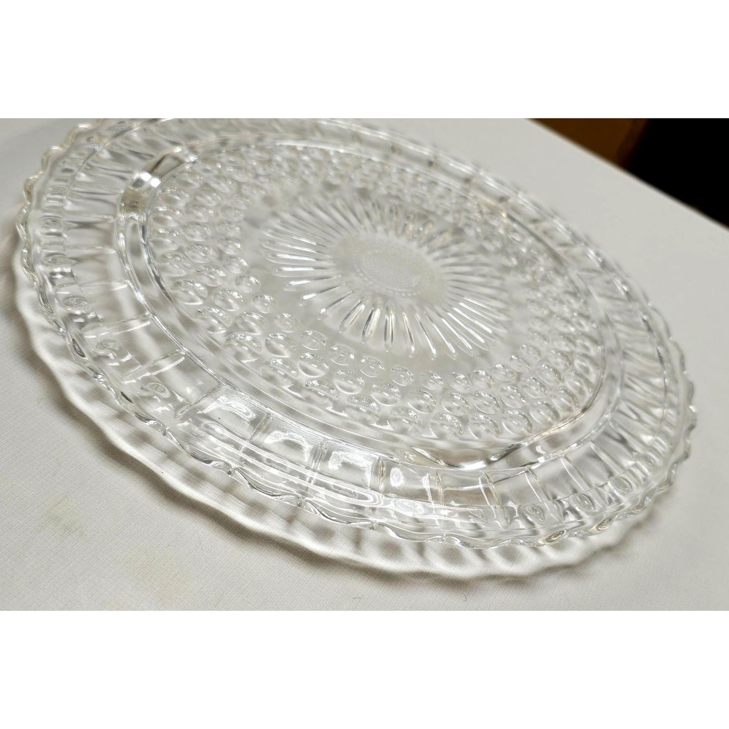 Vintage Clear Federal Glass Bubble Footed Cake Plate 11.25" Tray
