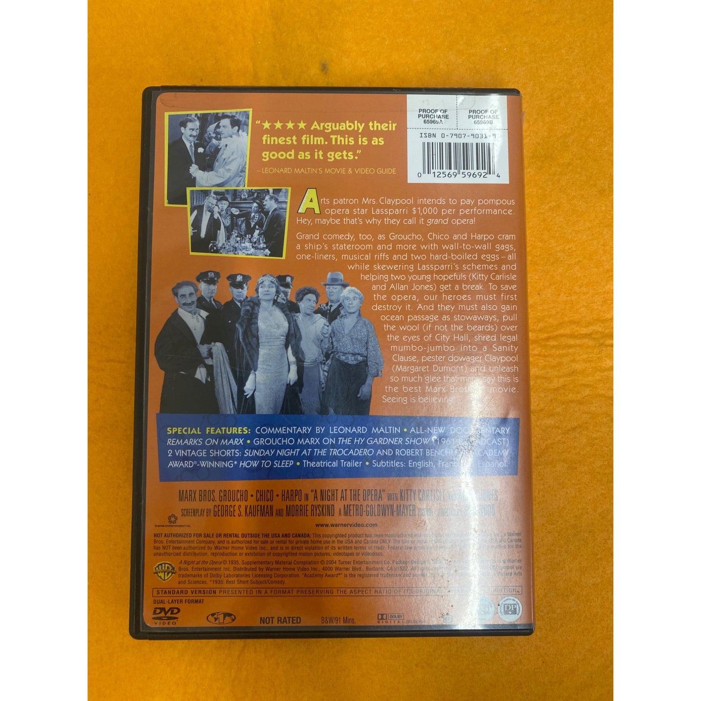 Marx Brothers "A Night At The Opera" DVD Comedy Classic