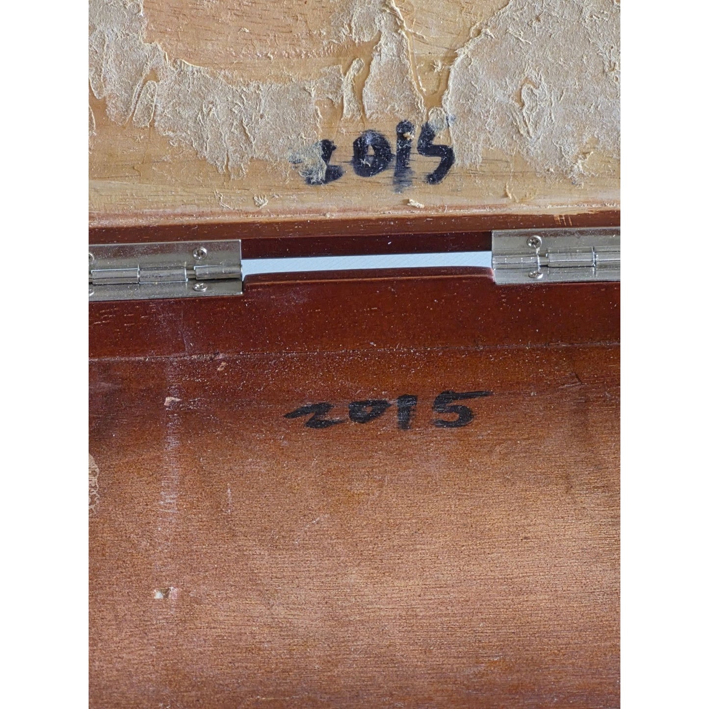 Vintage Dark Wood Storage Box With Metal Clasp And Emblem