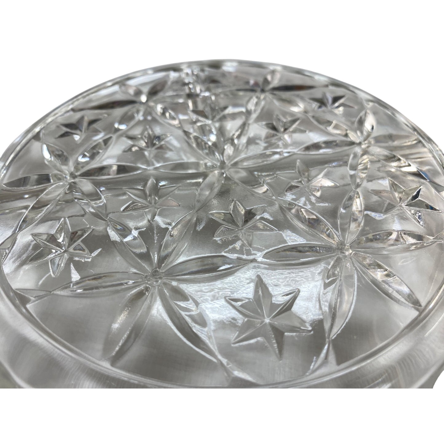 Vintage Clear Glass Divided Serving Dish With Star Pattern Design