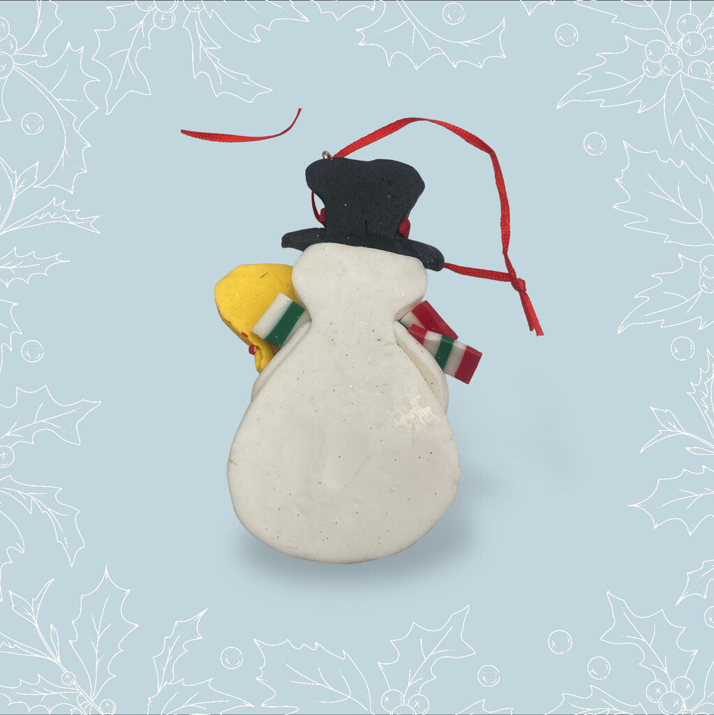 Polymer Clay Snowman Ornament 4"