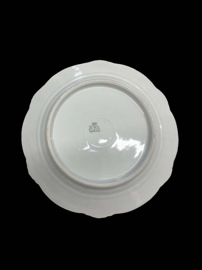 VINTAGE 6" diameter H&Co Heinrich Bavaria Germany Plate Gold Rim Roses Floral