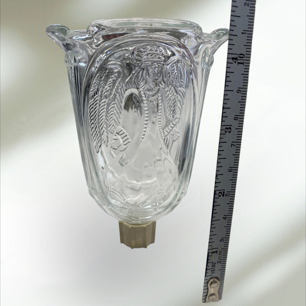 Vintage Homco Glass Embossed Angel Votive Cup Peg Candle Holder Sconce