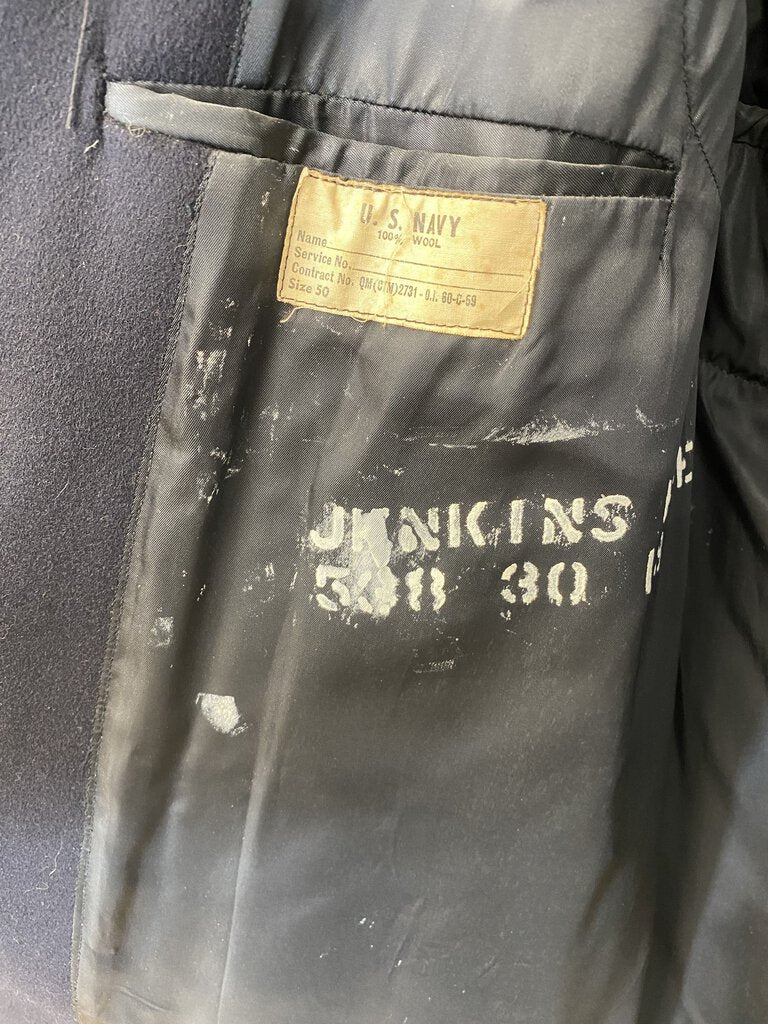 Navy 100% Wool Dress Coat size 50