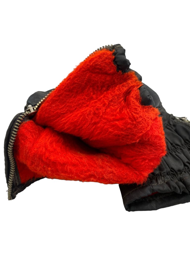 Vintage Leather Gloves Snowmobile Snow Mittens Red Fleece Lined Small / Med