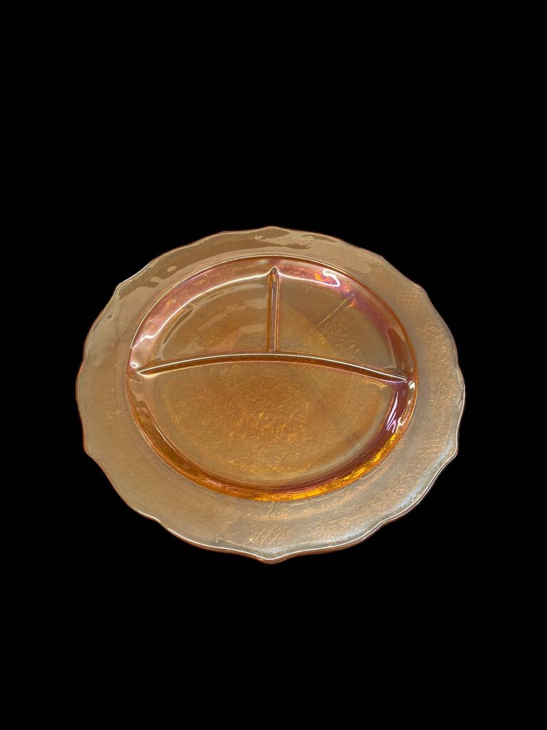 Vintage Carnival Glass Marigold Divided Plates Set 7