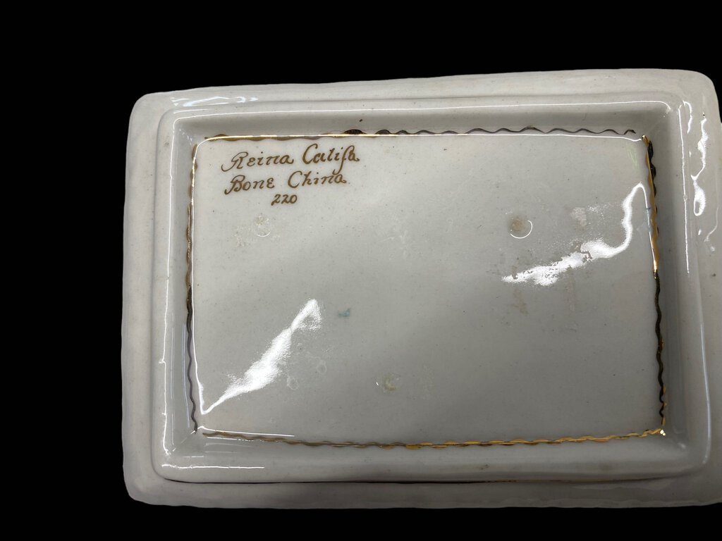 Vintage Reina Califa Bone China Trinket Jewelry Box Asian Theme