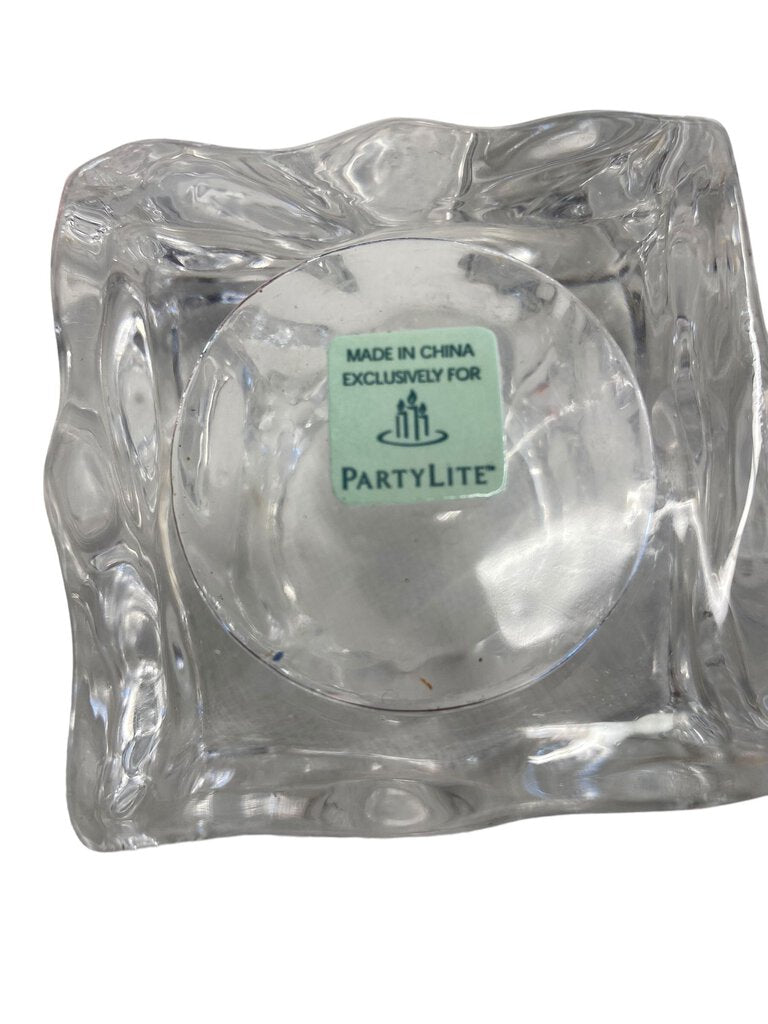 PartyLite Glacier Votive Candle Holder Square Glass Ice Cube Party lite