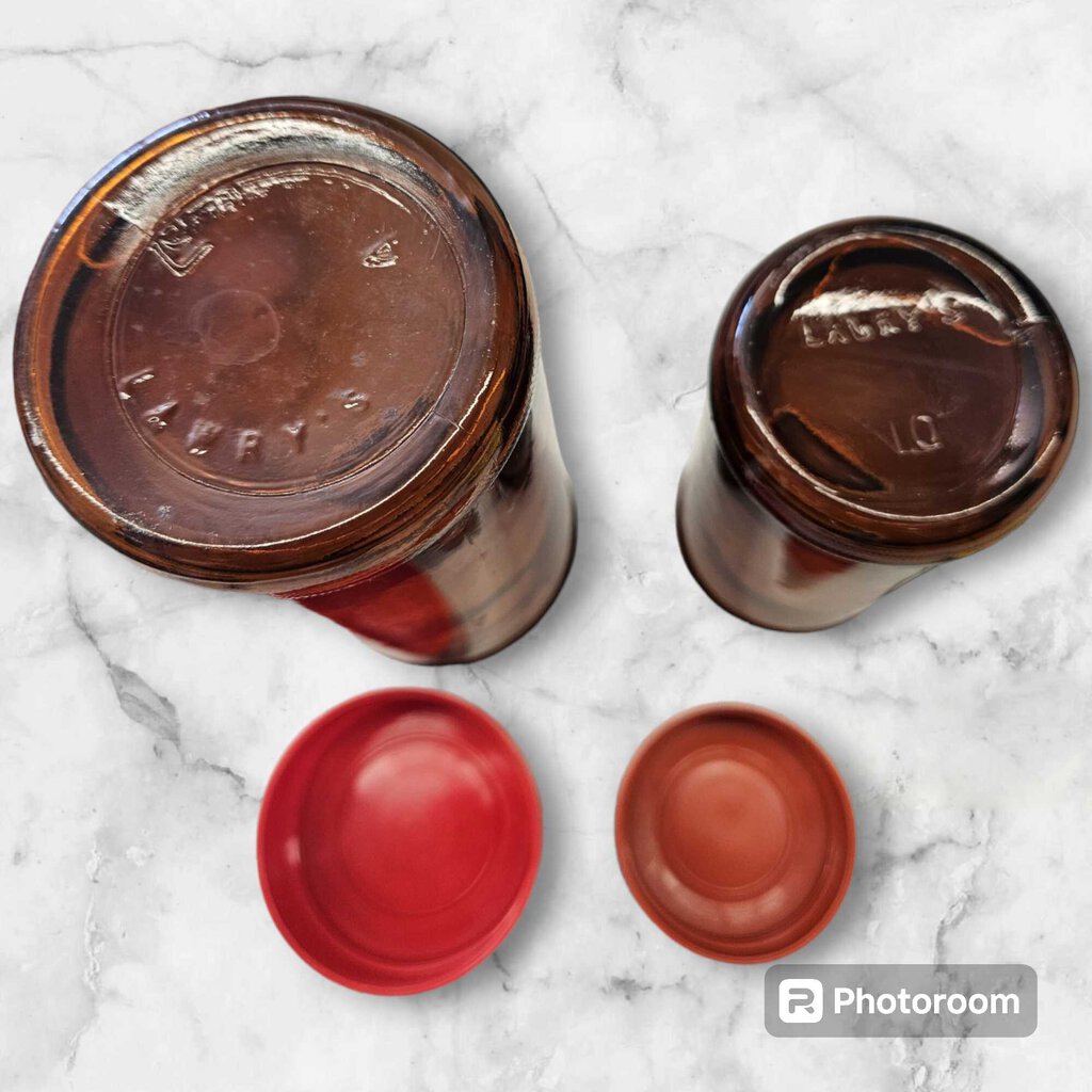 Set of 2 Amber Glass Spice Jars