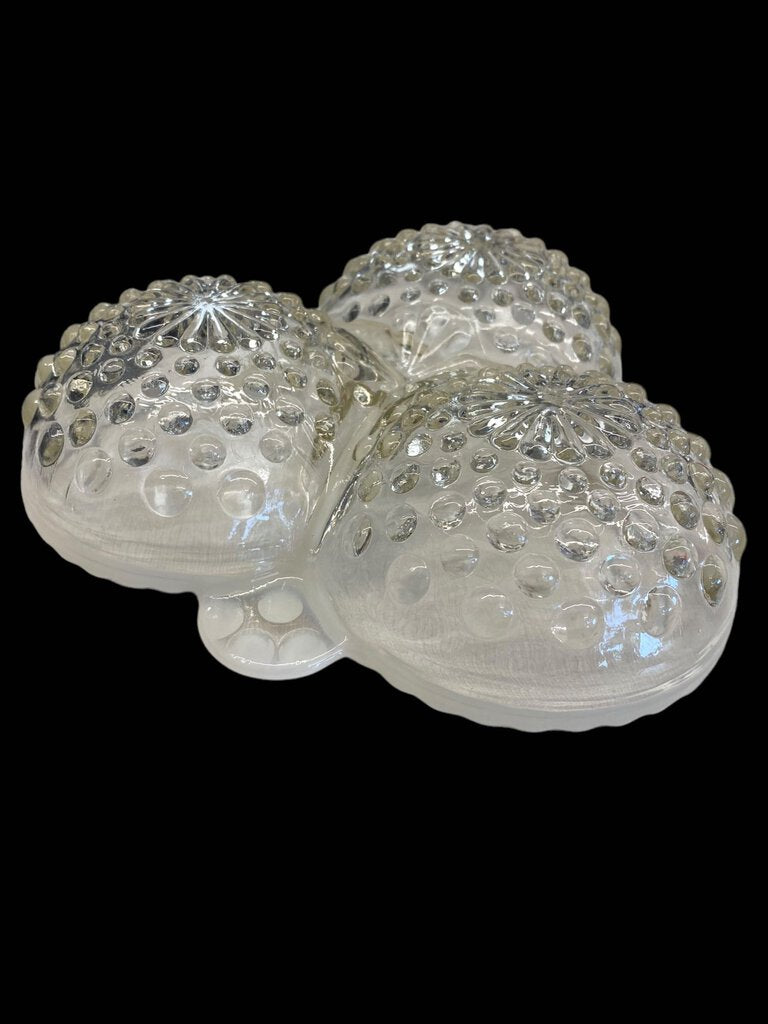 Vintage Moonstone Hobnail Divided Nut Candy Dish