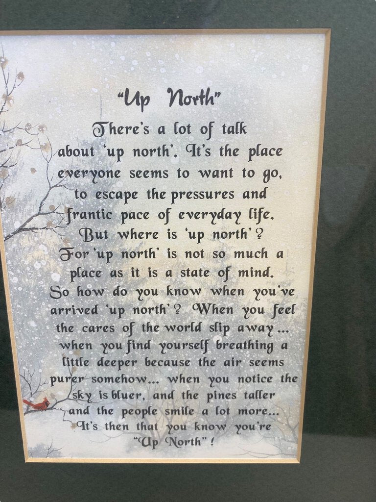Up North Poem Framed Wall Art Picture