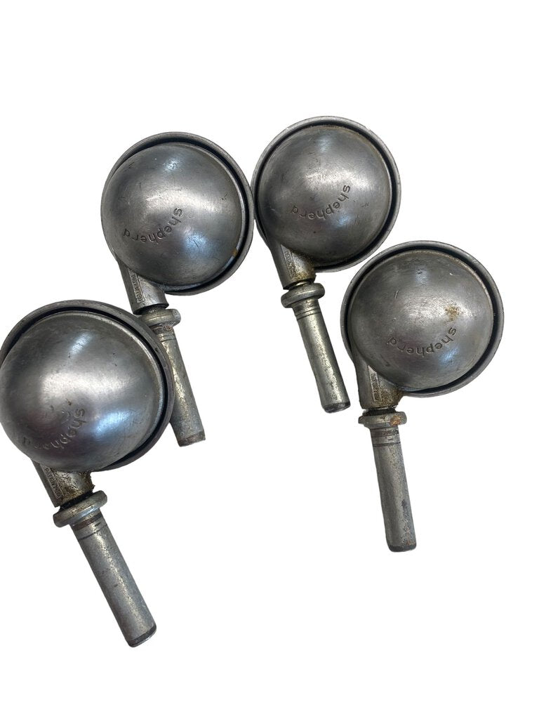 4 Vintage Shephard Casters Industrial Hardware Silver