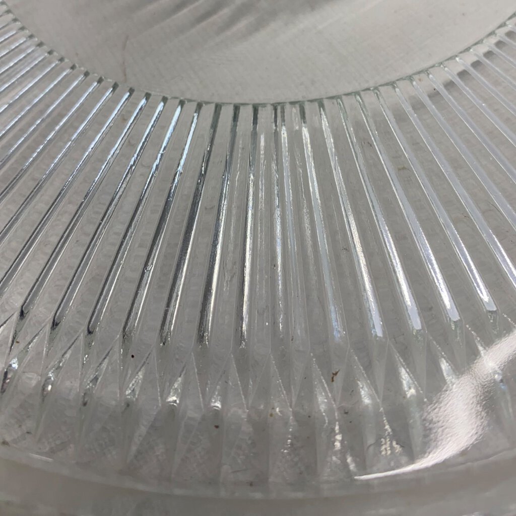 Vintage Pressed Glass Cake Plate Ribbed Footed Serving Tray