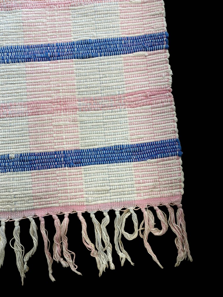 Woven Throw Rug Pink Blue White 43"x26"