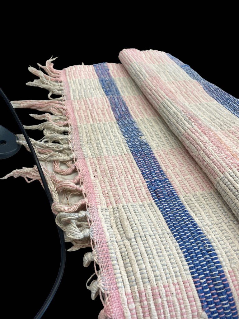 Woven Throw Rug Pink Blue White 43"x26"