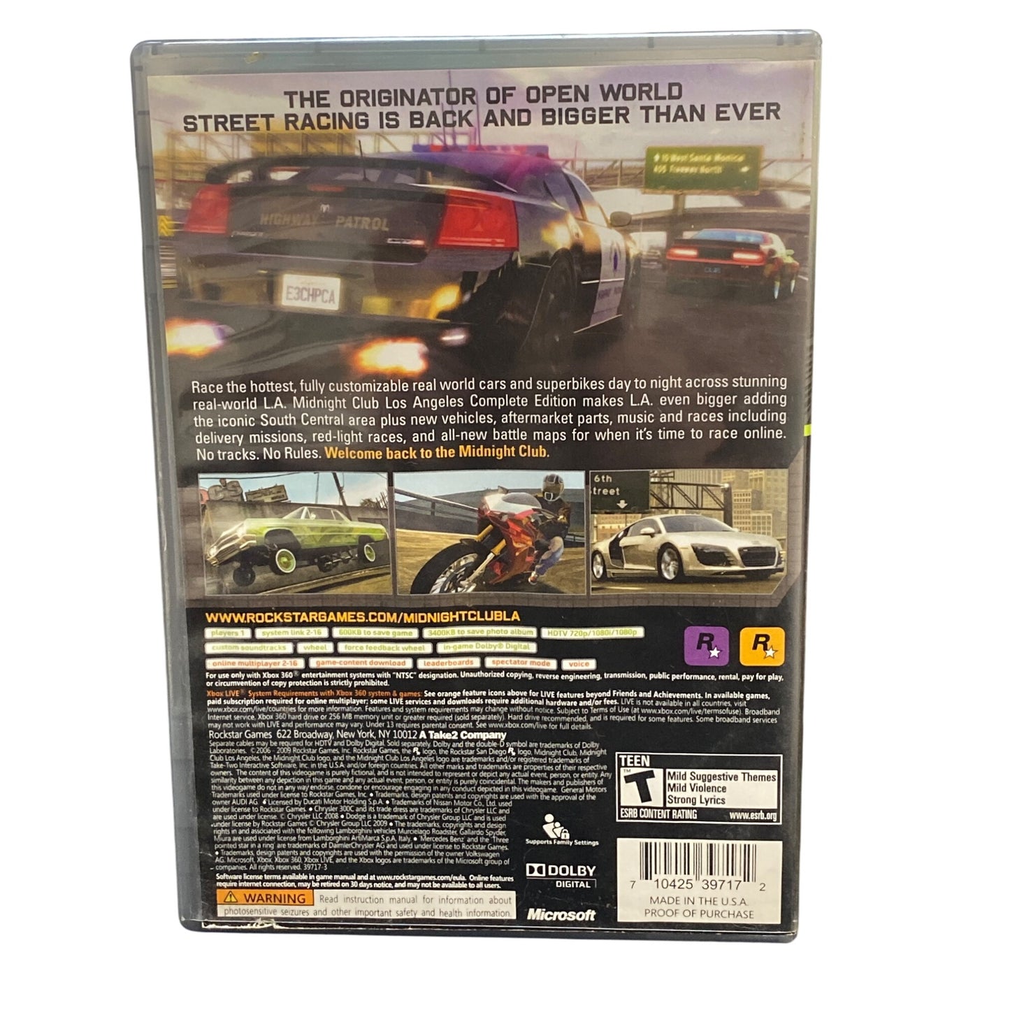 Xbox 360 Midnight Club Los Angeles Complete Edition Platinum Hits