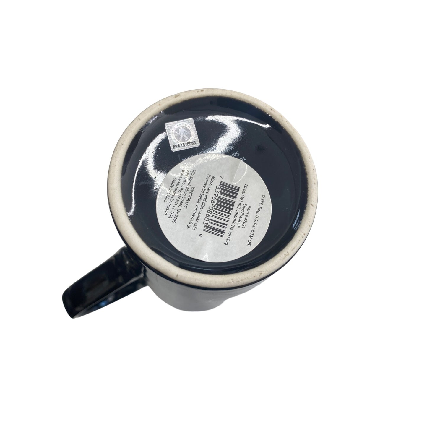 Elvis Presley Travel Mug 16 oz With Lid - "Elvis Has Left The Building" Black Ceramic