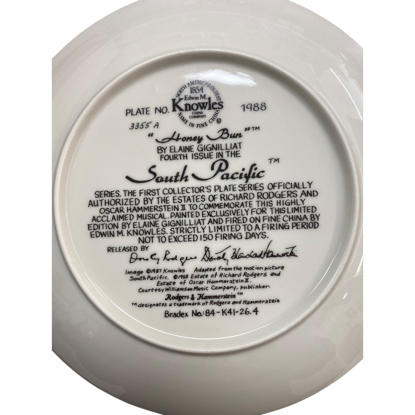 "Honey Bun" Knowles Collectors Plate By Elaine Gignilliat 1988 South Pacific Fourth Issue W/ COA Limited Edition