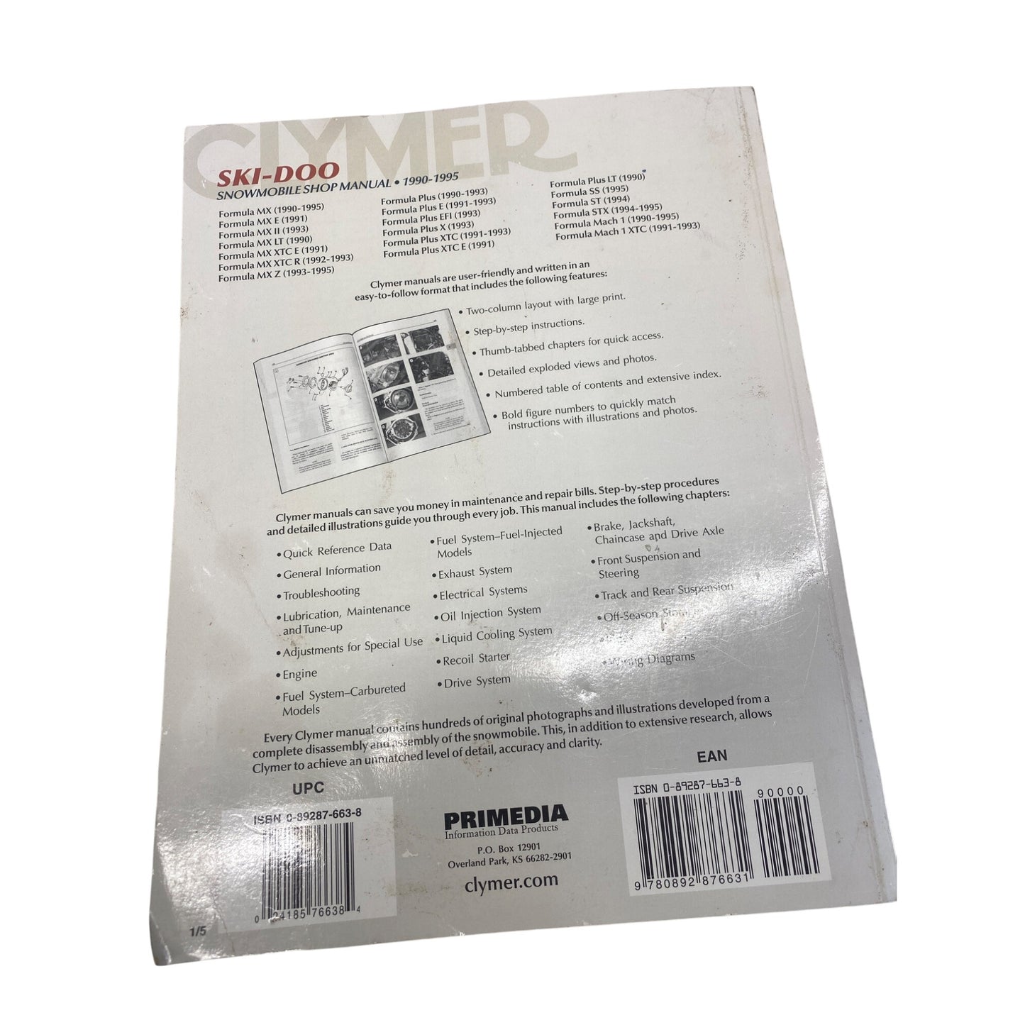 Clymer Ski-Doo Snowmobile Shop Manual 1990-1995 Service Repair Maintenance