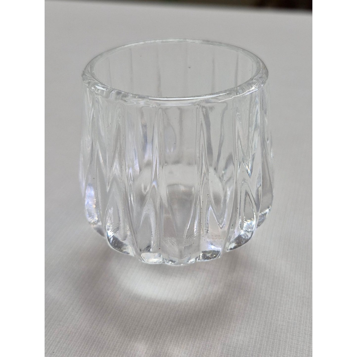 Vintage Clear Pressed Glass Candle Holder / Votive Cup With Textured Design